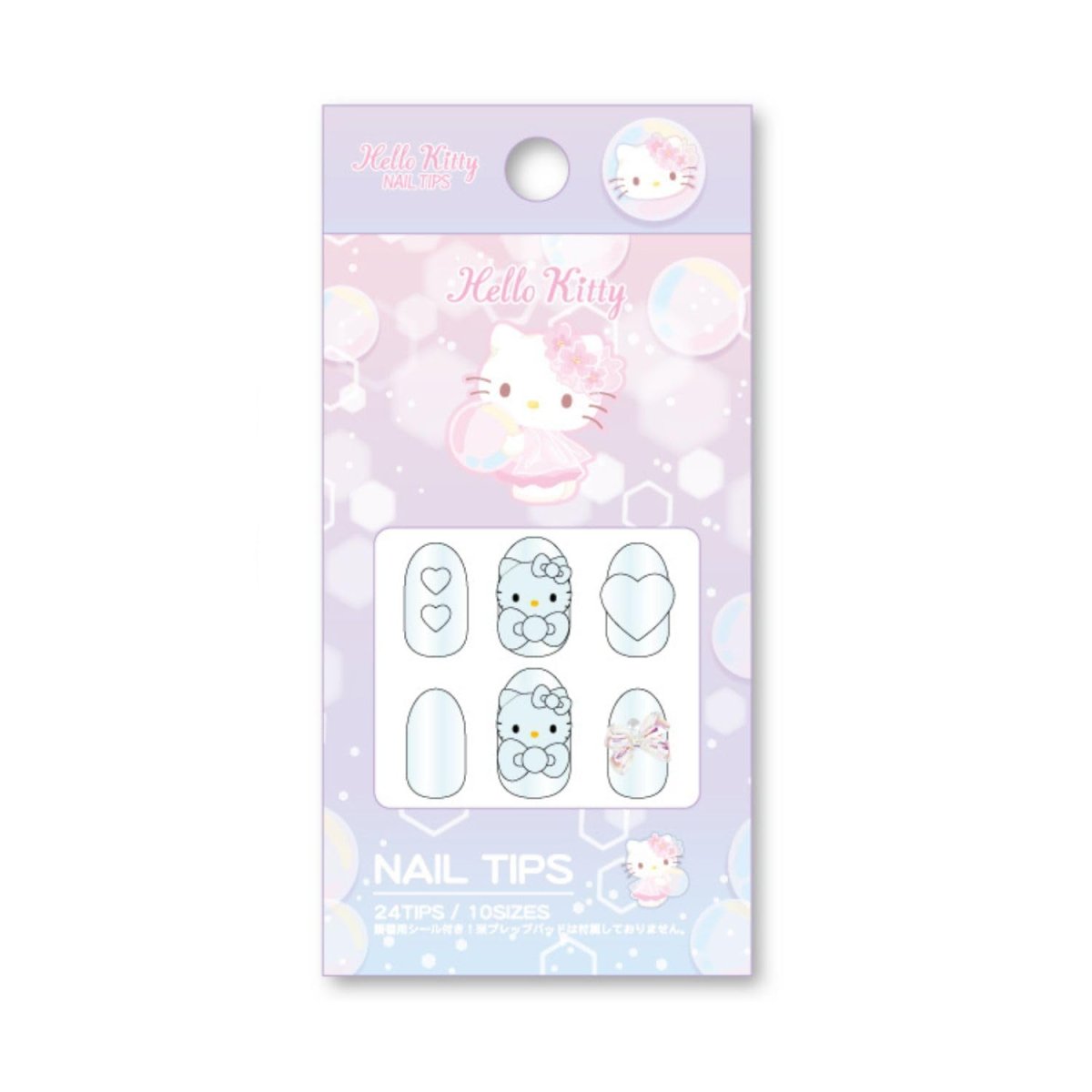 画像1: ハローキティクリアネイルチップ ２４枚入り ショート ６０１?４１６２ サンタン (1)