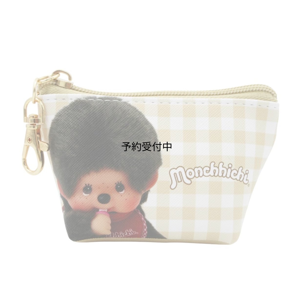 画像1: モンチッチ三角ミニポーチ チェック (1)