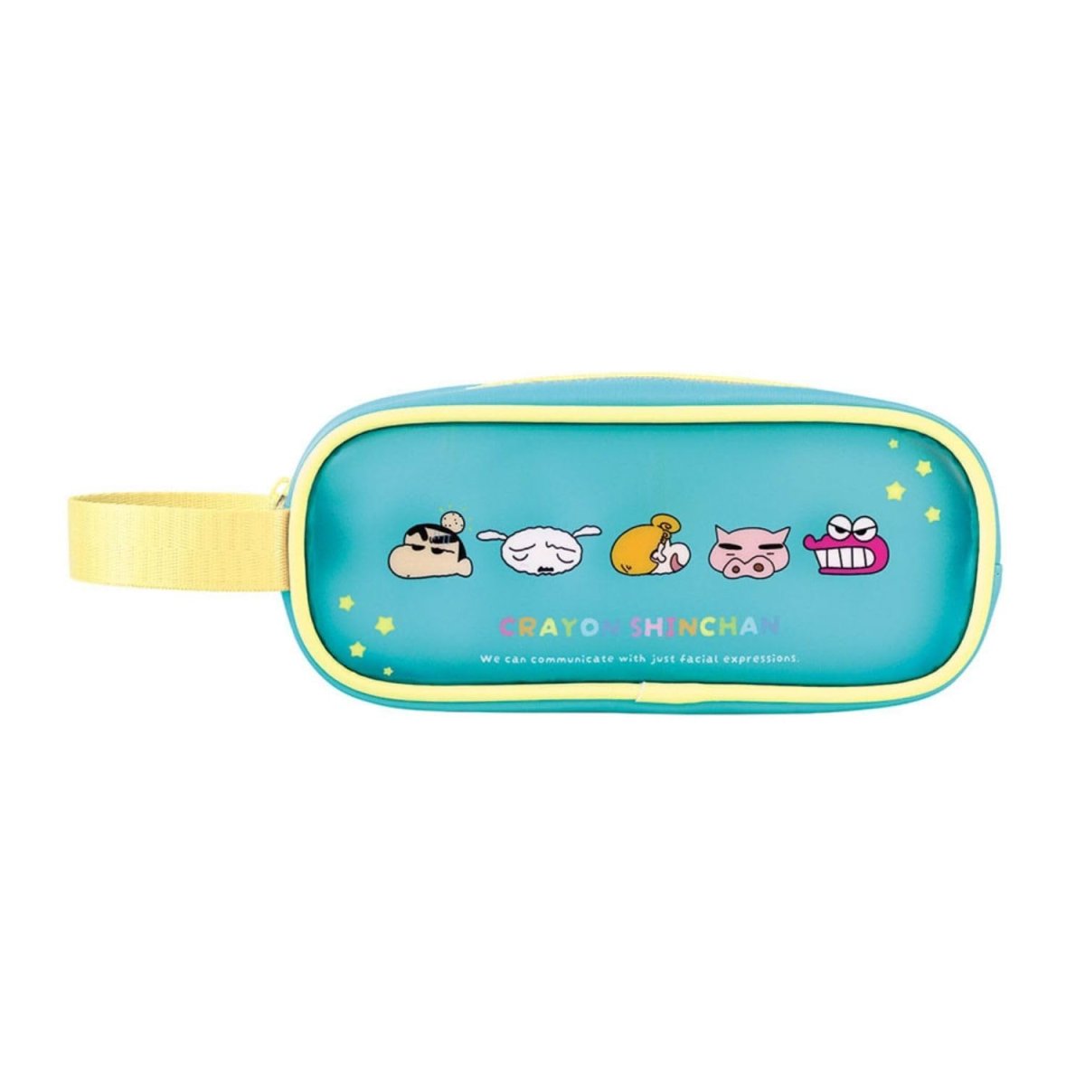 画像1: しんちゃんハンドル付きマットクリアポーチ 表情 スタンダード (1)