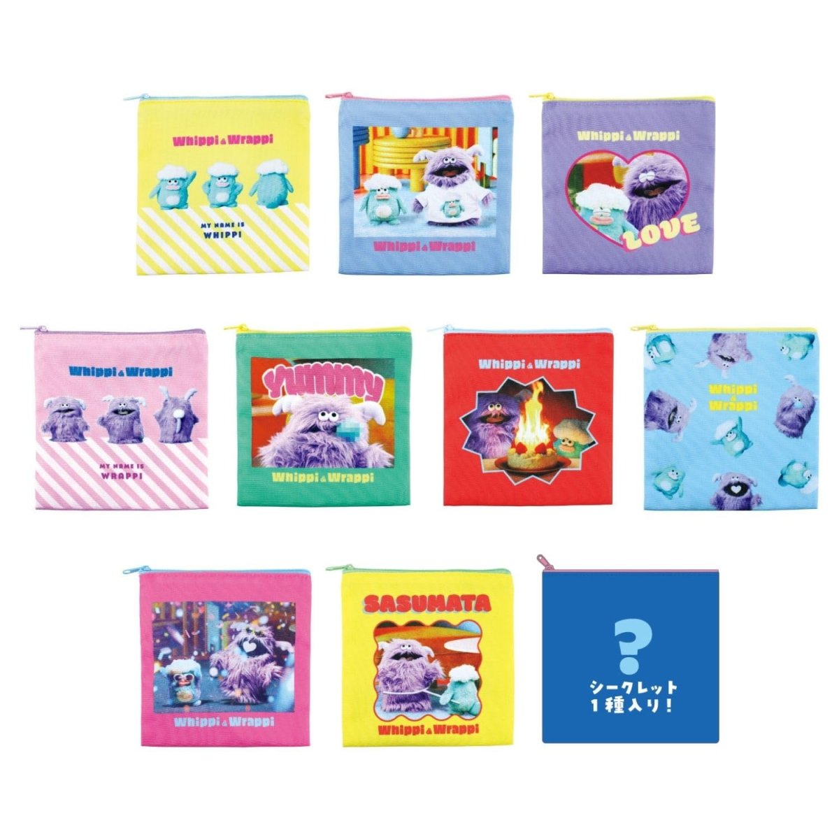 画像1: ティーズファクトリー ホイッピ＆ラッピシークレットスクエアポーチ 単品（１０種） ＷＷ?５５６３０２７ (1)