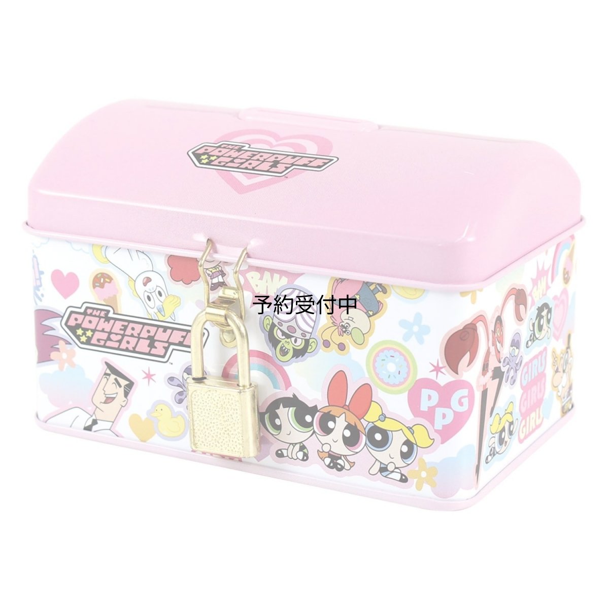 画像1: ティーズファクトリー パワーパフガールズカギ付き缶バンク ステッカーズ ＰＷ?５５４５５４７ＳＴ (1)