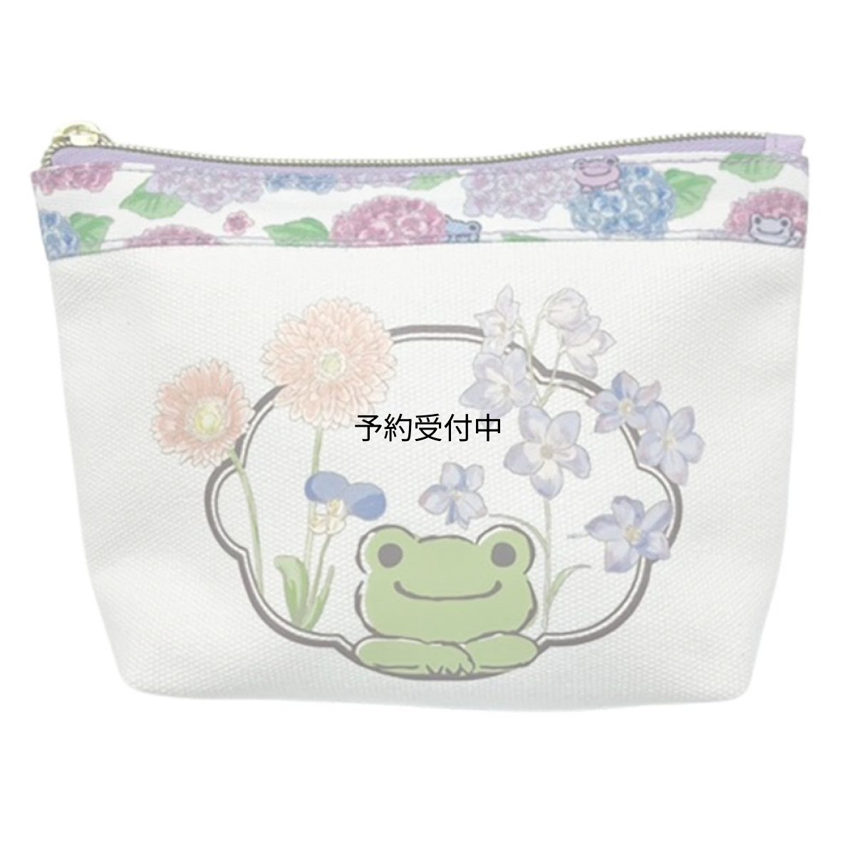 画像1: ナカジマコーポレーション かえるのピクルス 化粧ポーチ 日比谷花壇フラワー キャラクターグッズ コスメポーチ 約Ｈ１３×Ｗ１９×Ｄ５ｃｍ ２１１２８６?２５ サイズ：約Ｈ１３×Ｗ１９×Ｄ５ｃｍ ２１１２８６?２５ (1)
