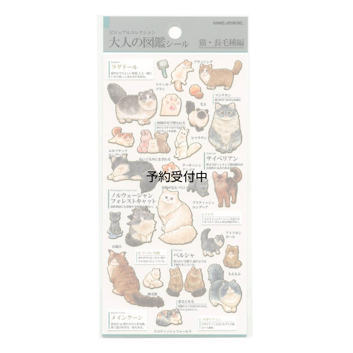画像1: カミオジャパン シール 大人の図鑑シール 猫長毛種 ２２１２６８ (1)
