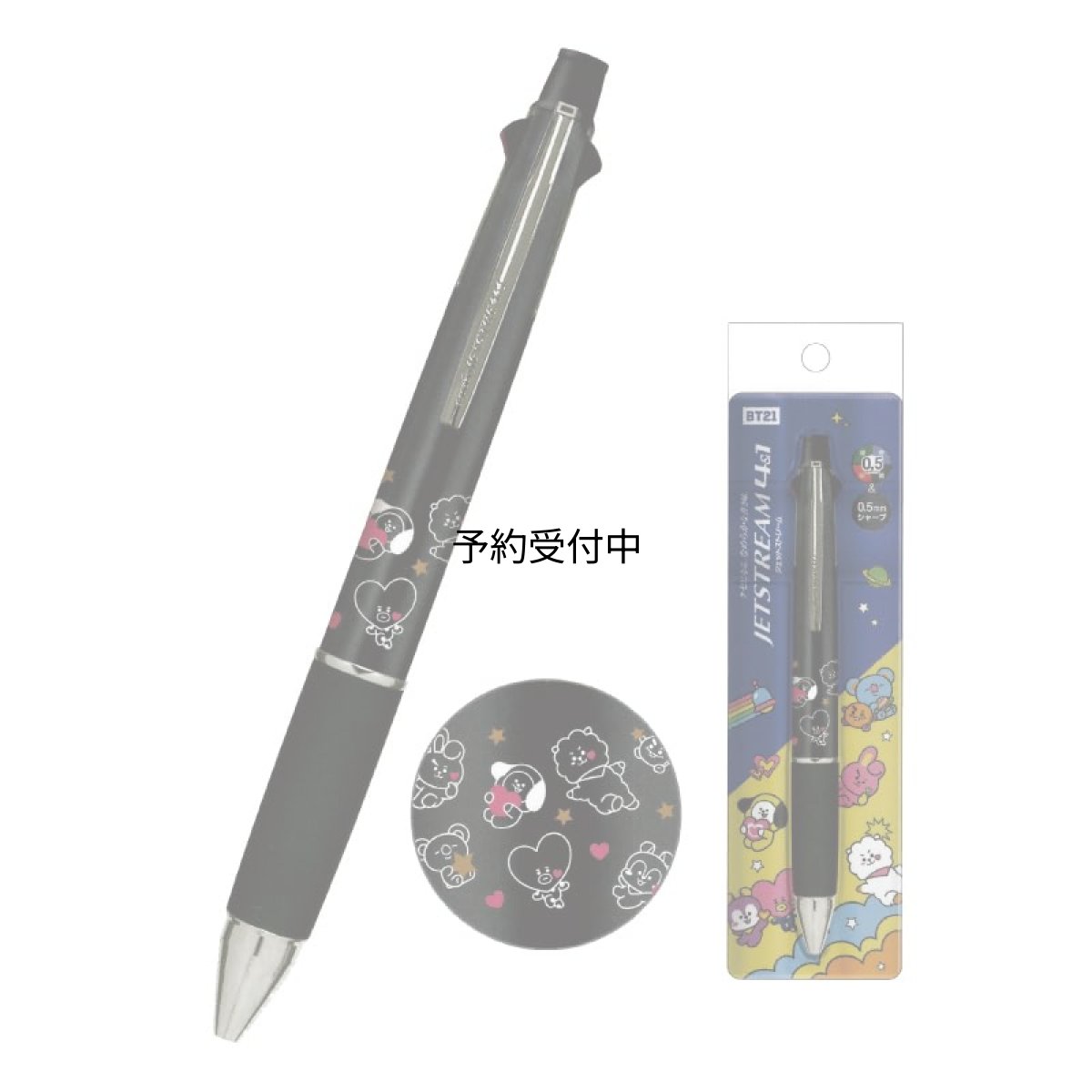 画像1: ＢＴ２１ ジェットストリーム４＆１ ＴＡＴＡ ＣＯＯＫＹ ＣＨＩＭＭＹ ＲＪ ＫＯＹＡ ＳＨＯＯＫＹ ＭＡＮＧ ＪＥＴＳＴＲＥＡＭ ４色ボールペン＆シャープ ビビット ２２４９３０ (1)