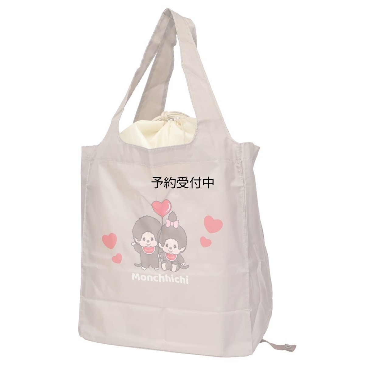 画像1: カミオジャパン モンチッチショッピングバッグワイド底板エコバッグ ハート (1)