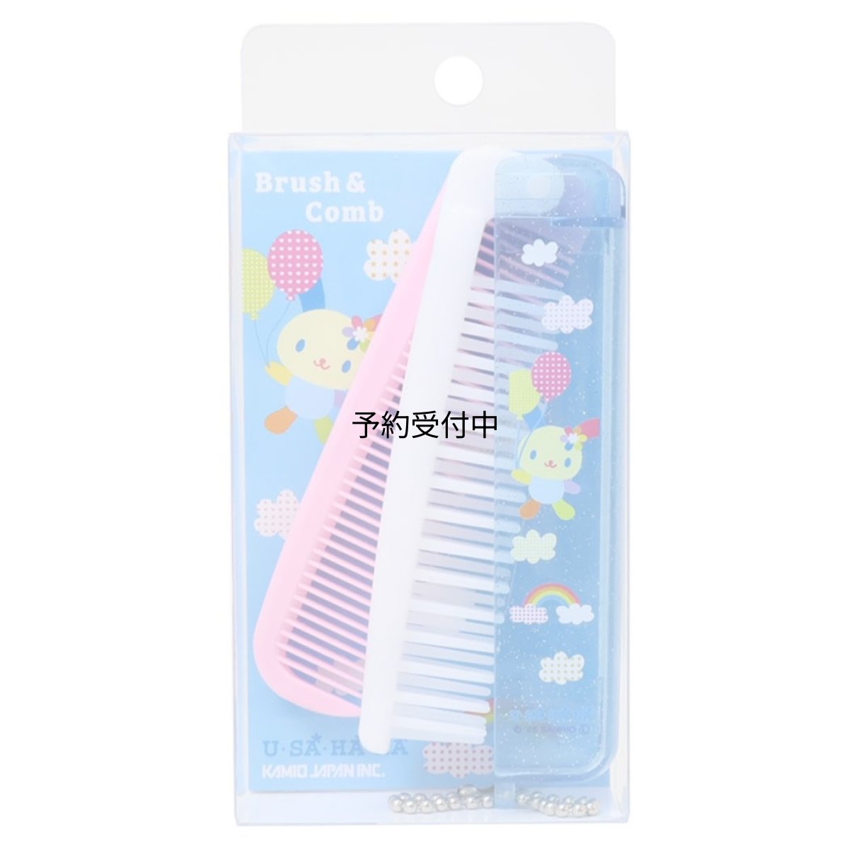 画像1: ウサハナヘアブラシ折りたたみブラシ＆コーム 空 サンリオ (1)