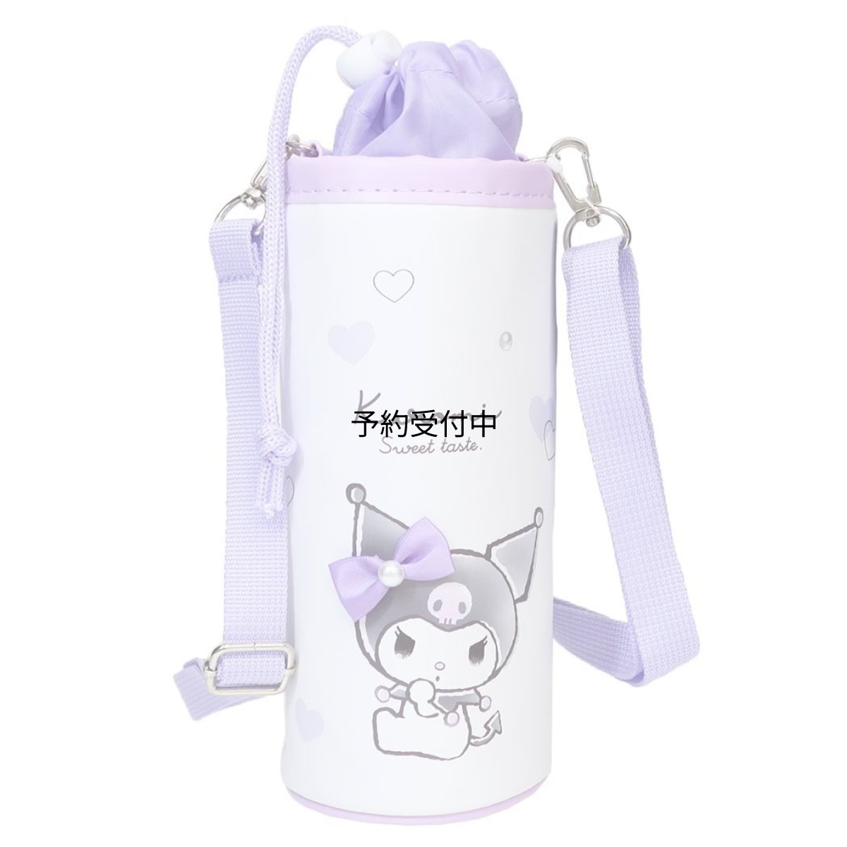 画像1: クロミペットボトルホルダーショルダー付き保冷ボトルケース モノクロリボン サンリオ (1)