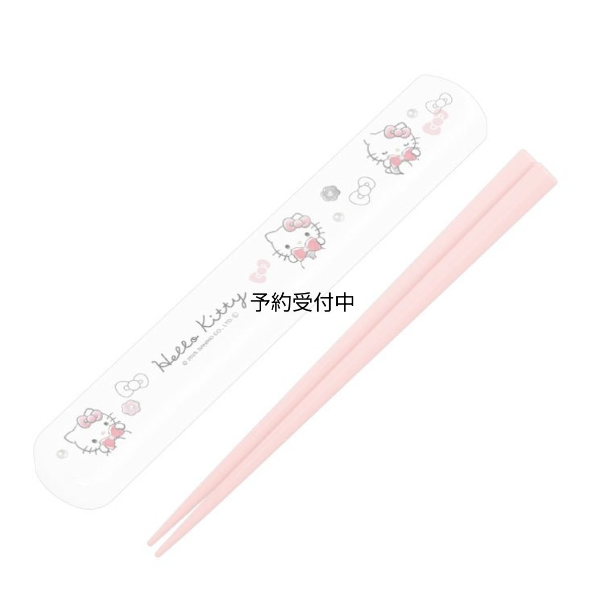 画像1: カミオジャパン ハローキティ はし＆はしケース 引きフタ式 モノクロリボン はし 箸 ケース マイハシ 携帯箸 ０７２２０５ (1)