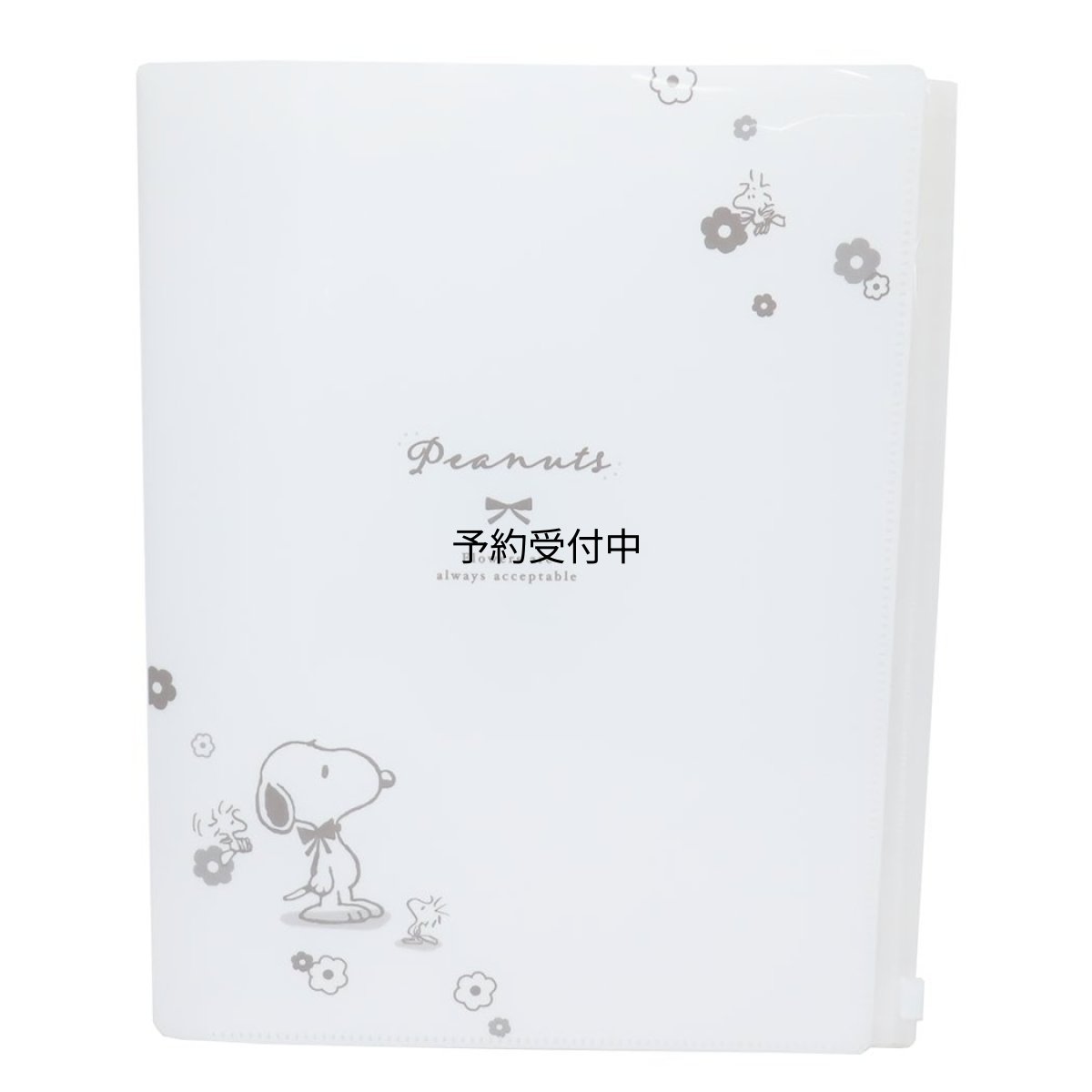 画像1: スヌーピーポケットファイルファスナー付き６ポケットクリアファイル Ａ４ ｍｏｎｏｃｈｒｏｍｅ ｆｌｏｗｅｒ ピーナッツ (1)