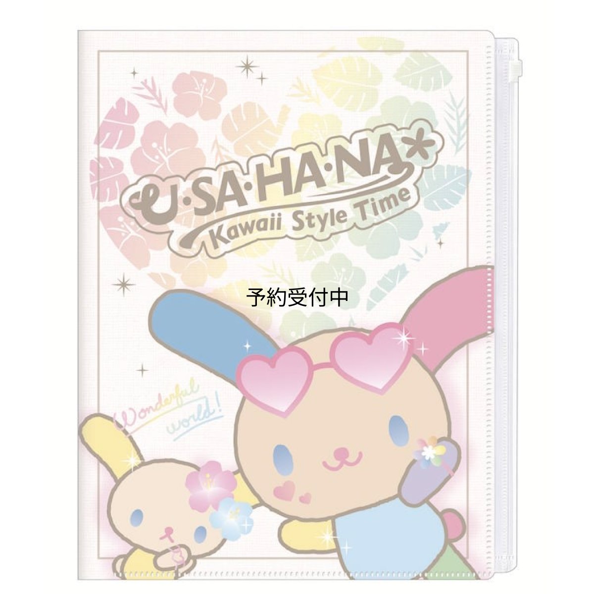 画像1: カミオジャパン ウサハナ ファスナー付６ポケットクリアファイル Ｋａｗａｉｉ Ｓｔｙｌｅ Ｔｉｍｅ クリアファイル 収納 整理 ファイル ０７７３７８ (1)