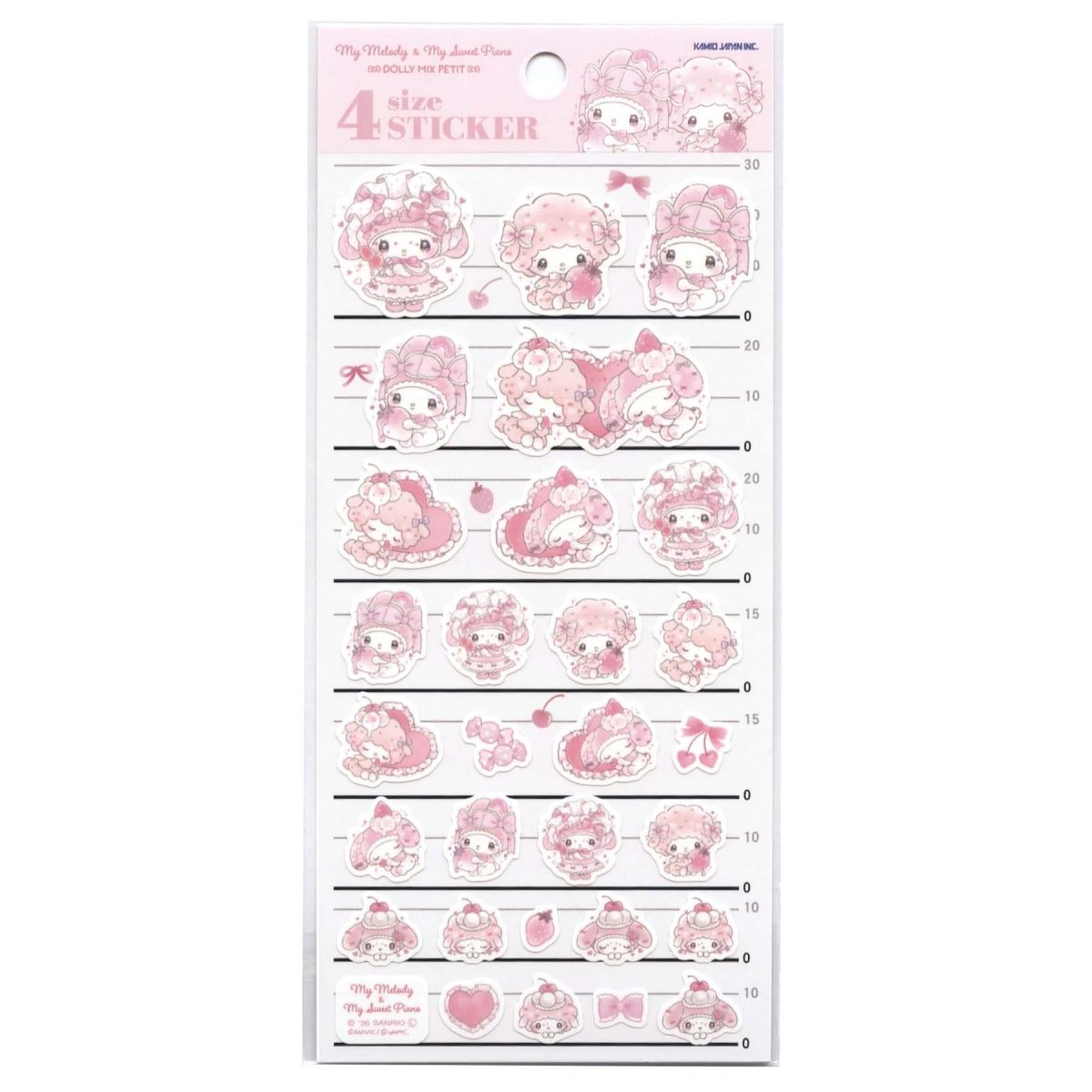 画像1: ４サイズ ＳＴＩＣＫＥＲ サンリオマイメロマイスウィートピアノ ３０７７６２ (1)