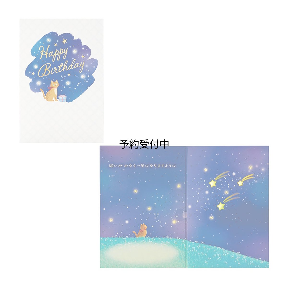 画像1: サンリオ（ＳＡＮＲＩＯ） バースデーカード 誕生日祝い ライト＆メロディー 夜空とネコ 「 見上げてごらん夜の星を 」 １８４１３６ (1)