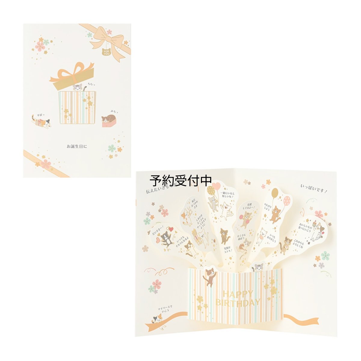 画像1: サンリオ（ＳＡＮＲＩＯ） バースデーカード 誕生日祝い プレゼントからネコたち 紙・その他 封筒付き ＮＹ７?０Ｒ ２８１７３５ (1)