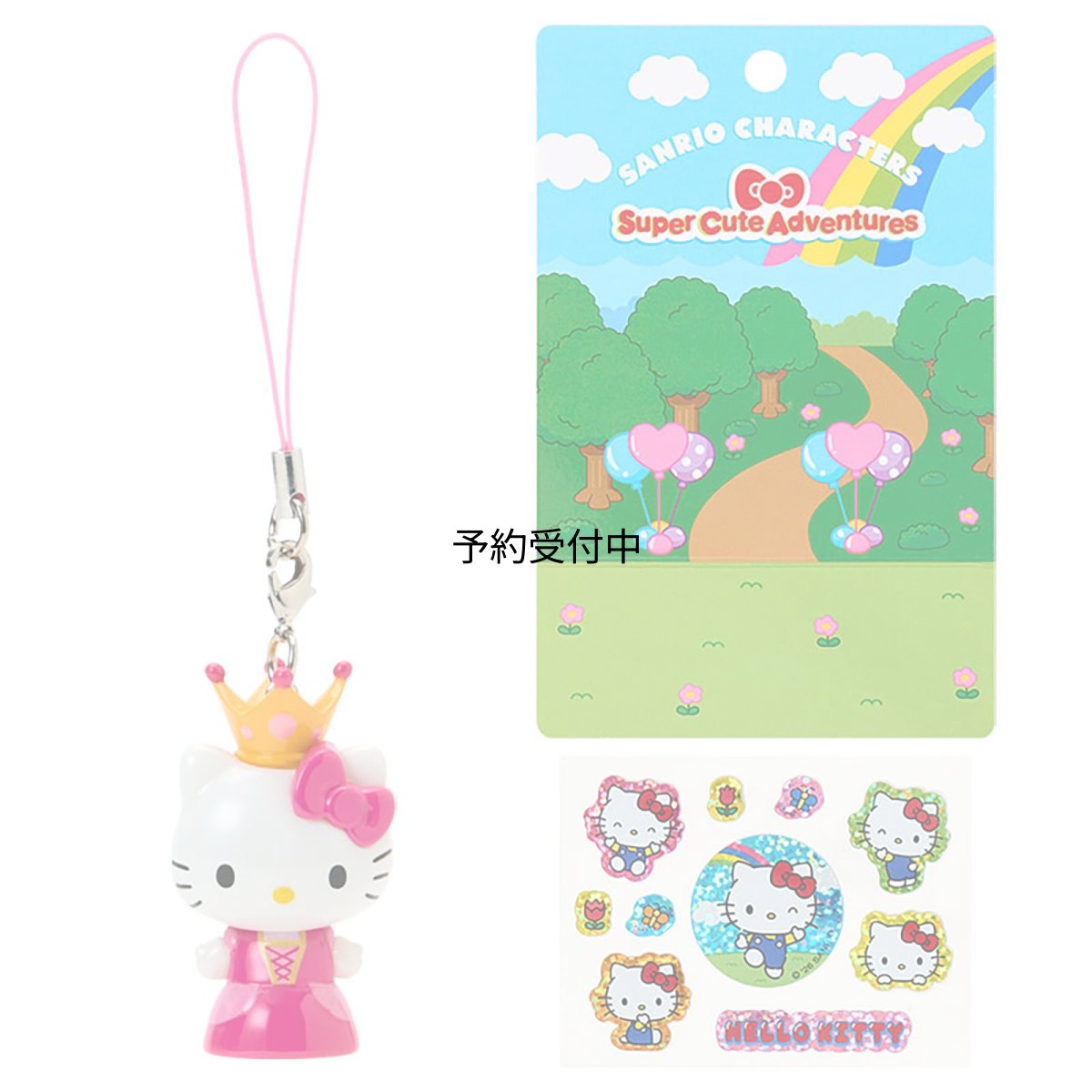 画像1: サンリオ（ＳＡＮＲＩＯ） ストラップ＆シールセット（スーパーキュートアドベンチャーズ あこがれのマイスマホ） ハローキティ ３８５２３９ (1)