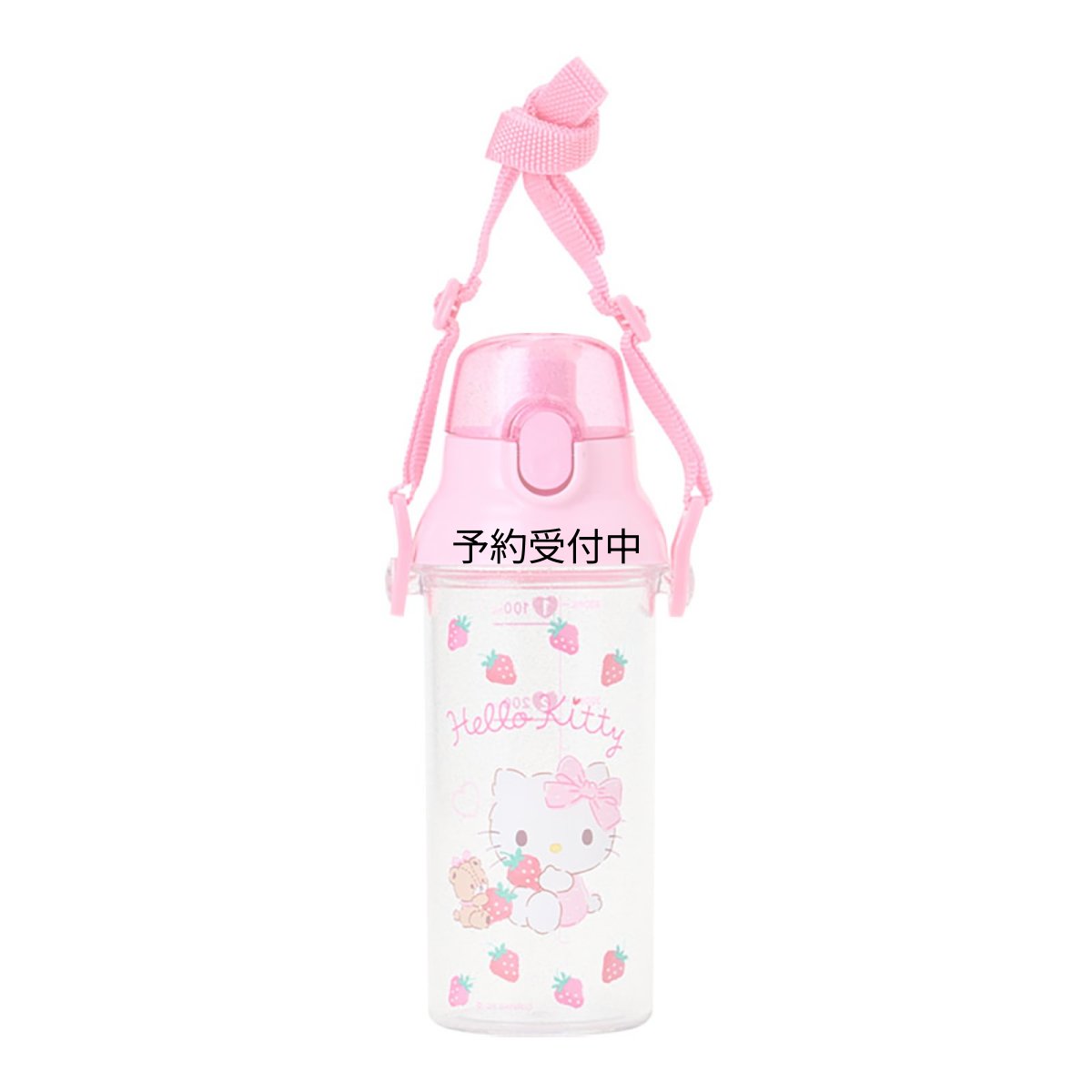 画像1: サンリオ（ＳＡＮＲＩＯ） ワンタッチクリアボトル ハローキティ キャップ・本体：飽和ポリエステル樹脂フタ・ベルト：ポリプロピレンパッキン：シリコーンゴム 名前シール付き 食器洗い乾燥機使用可 ６０５７１９ (1)