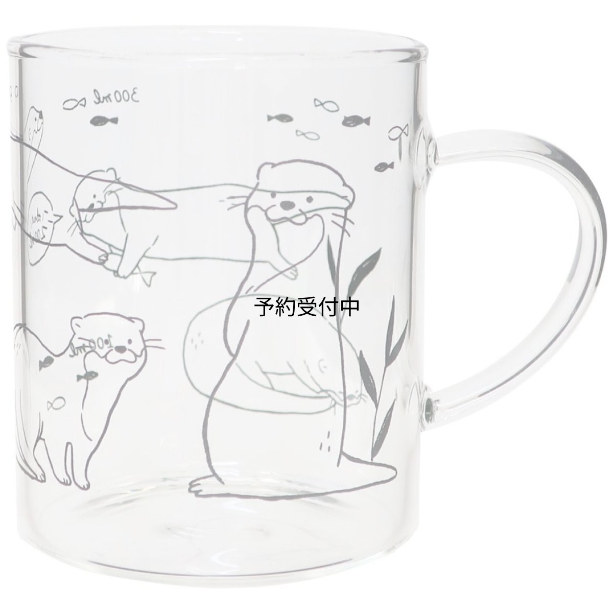 画像1: パインクリエイト マグカップ耐熱グラスマグ 海アート カワウソ (1)