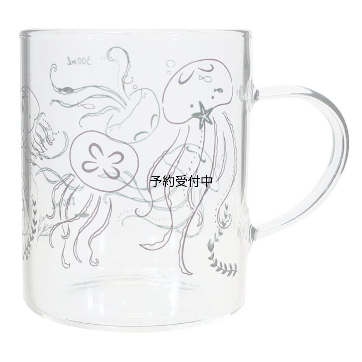 画像1: パインクリエイト マグカップ耐熱グラスマグ 海アート クラゲ (1)