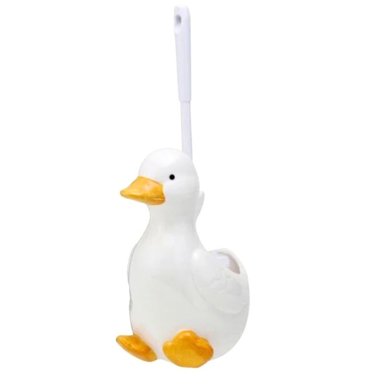 画像1: サンアート かわいい雑貨 「 ラブリー陶器 」 アヒルのトイレブラシ立て トイレブラシ付 幅１２．５ｃｍ 白 ＳＡＮ８１２ (1)