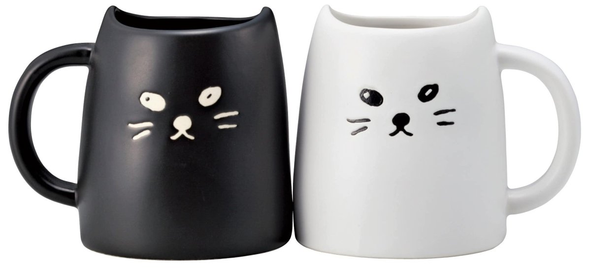画像1: サンアート かわいい食器 「 黒ねこと白ねこ 」 ペア マグカップ ３２０ｇ ＳＡＮ２１４０ (1)