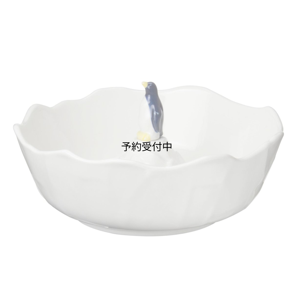 画像1: サンアート かわいい食器 「 南極 」 ペンギン付 そうめん鉢 中鉢 直径２０ｃｍ 白 ＳＡＮ２１７２ (1)