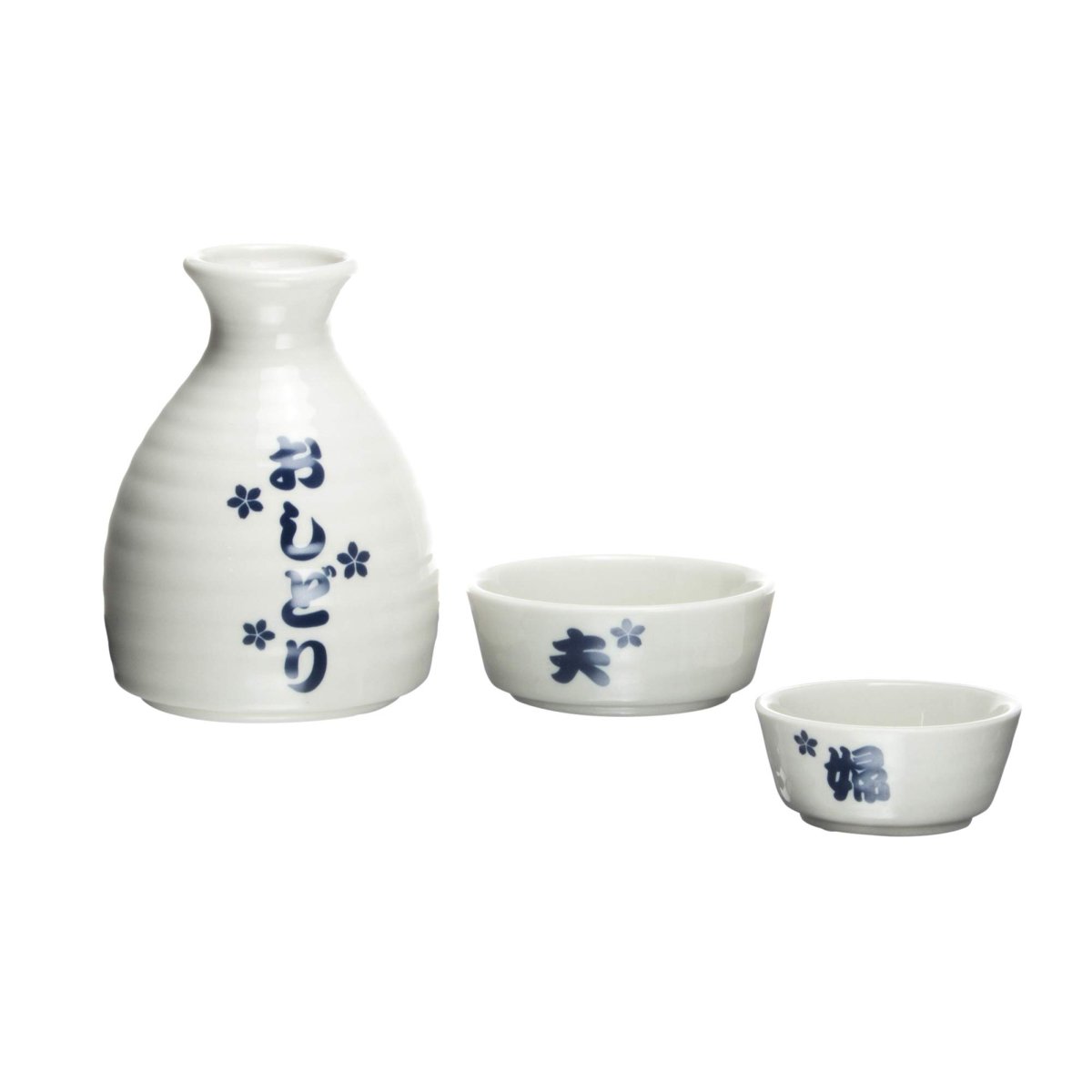 画像1: サンアート かわいい食器 「 だんらん酒 とっくり 」 夫婦円満 徳利・お猪口セット 白 ＳＡＮ２４１９ (1)