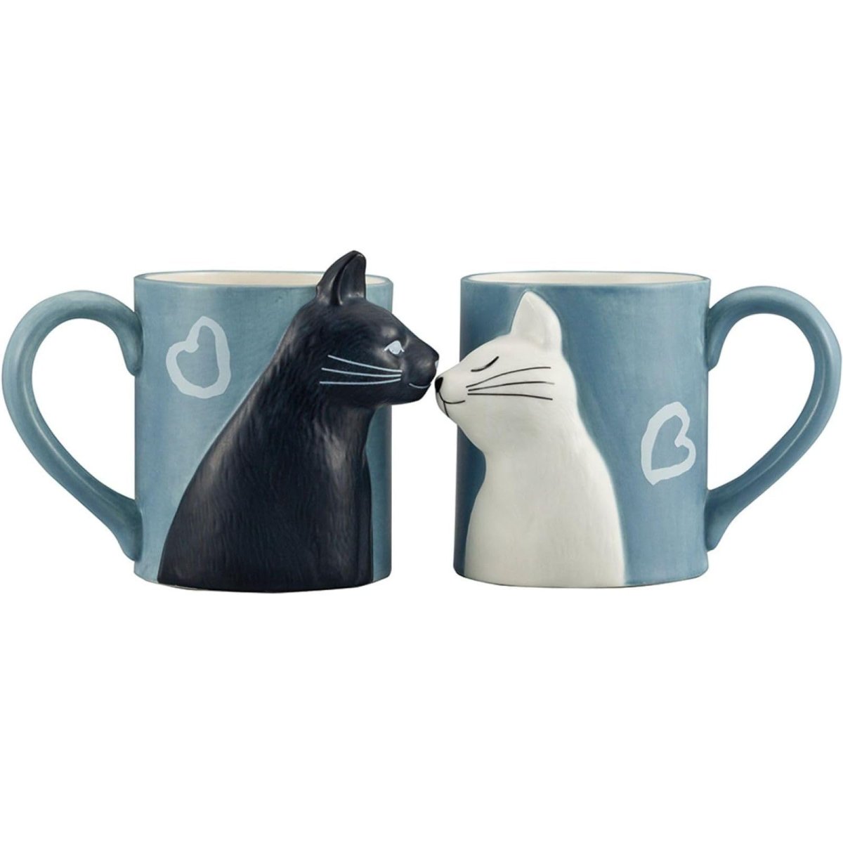 画像1: サンアート かわいい食器 「 黒ねこと白ねこ 」 マグカップ ペア キス 猫 ペア食器 雑貨 ３３０ｍｌ グレー プレゼント 猫グッズ ねこコップ ＳＡＮ２７５４?２ (1)