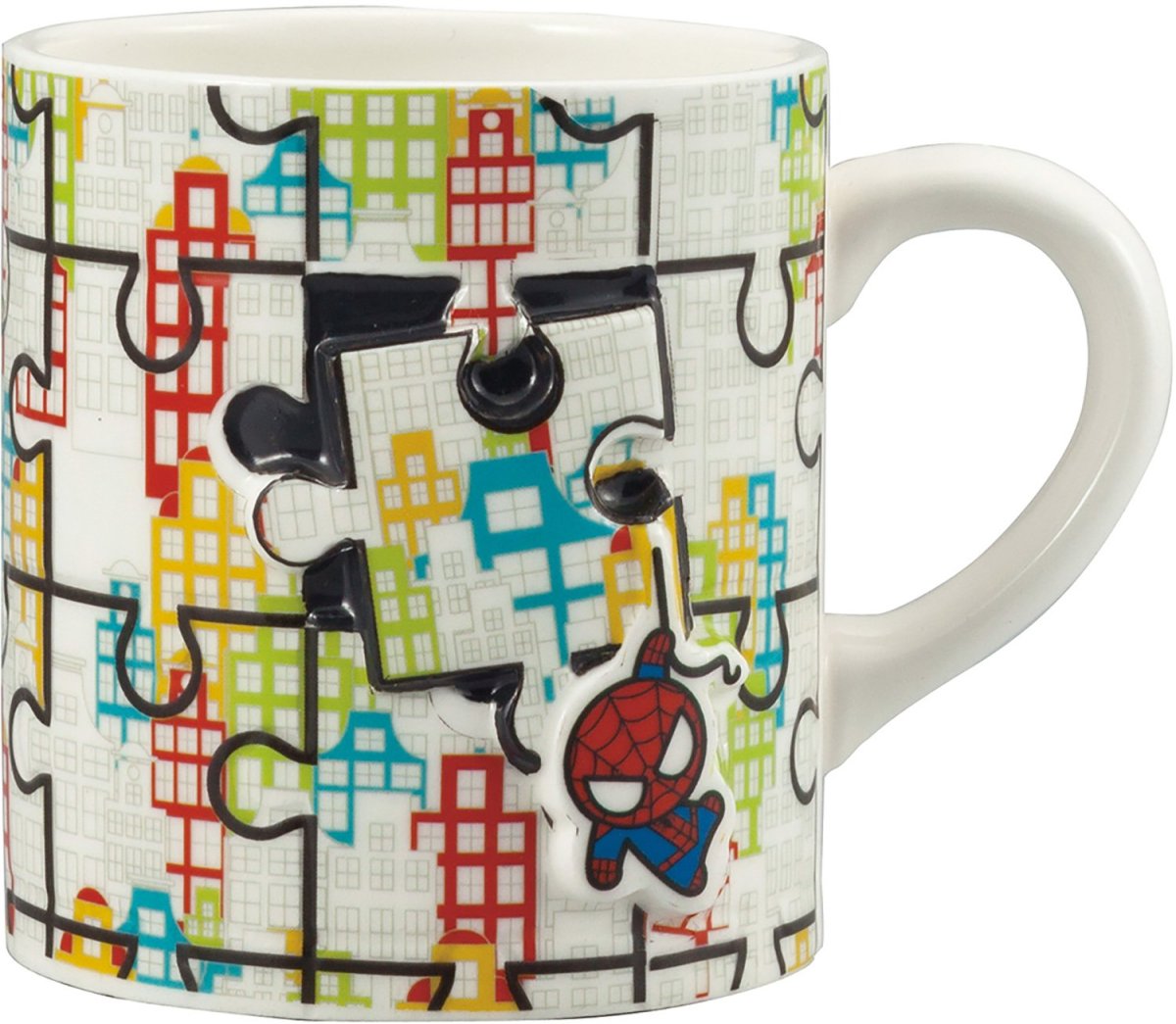 画像1: サンアート ＭＡＲＶＥＬ（マーベル） 「 スパイダーマン 」 パズル柄 マグカップ ホワイト ３１０ｍｌ ＳＡＮ２８０４ 直径８ｃｍ (1)