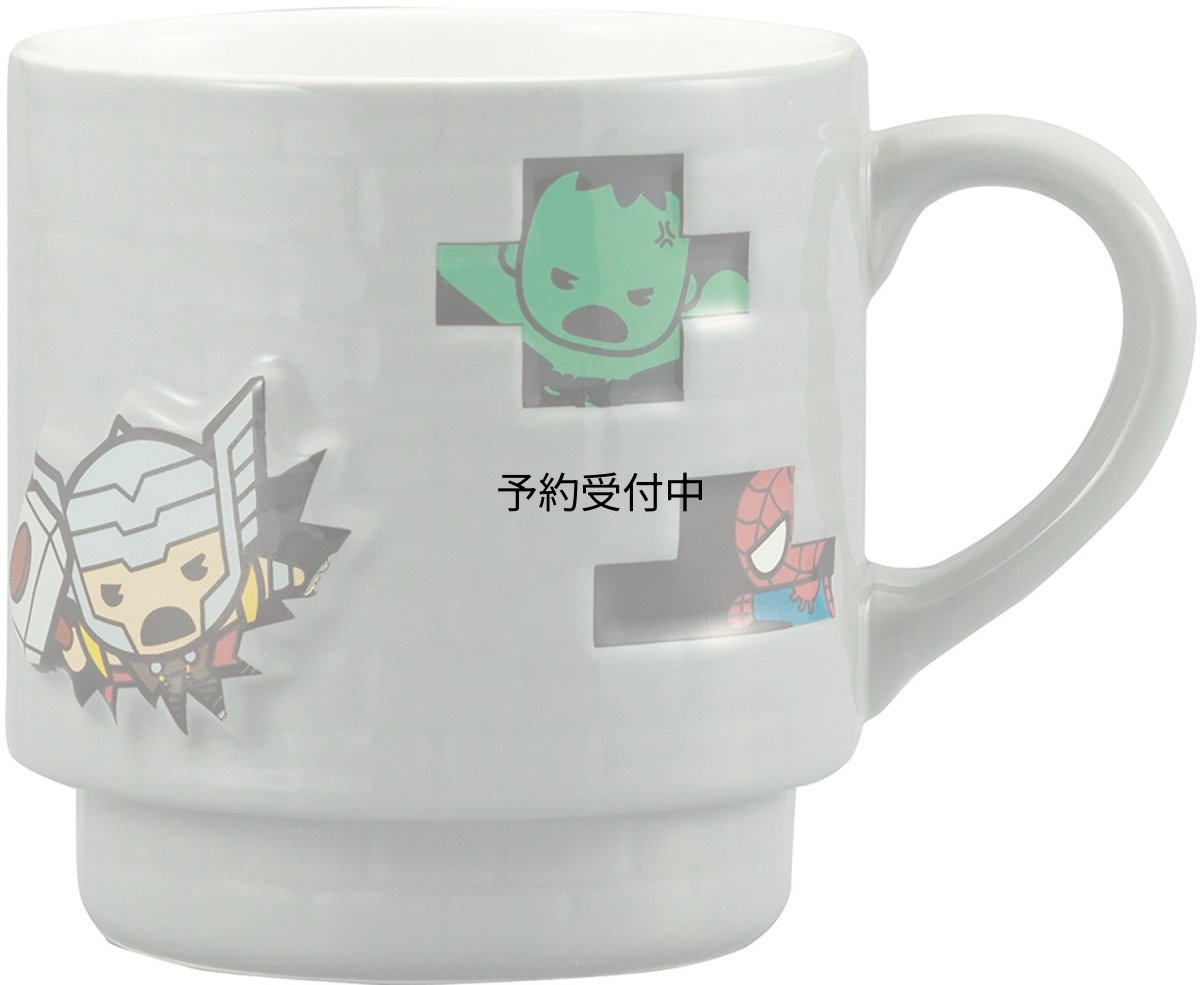 画像1: サンアート ＭＡＲＶＥＬ（マーベル） 「 アベンジャーズ 」キャラクターズ マグカップ グレー （ブロック柄） ３１０ｍｌ ＳＡＮ２８０５ 直径８．５ｃｍ (1)