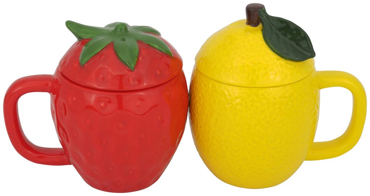 画像1: サンアート かわいい食器 「 野菜と果物シリーズ 」 いちご レモン マグカップ １４０ｍｌ ＳＡＮ２９１６ (1)