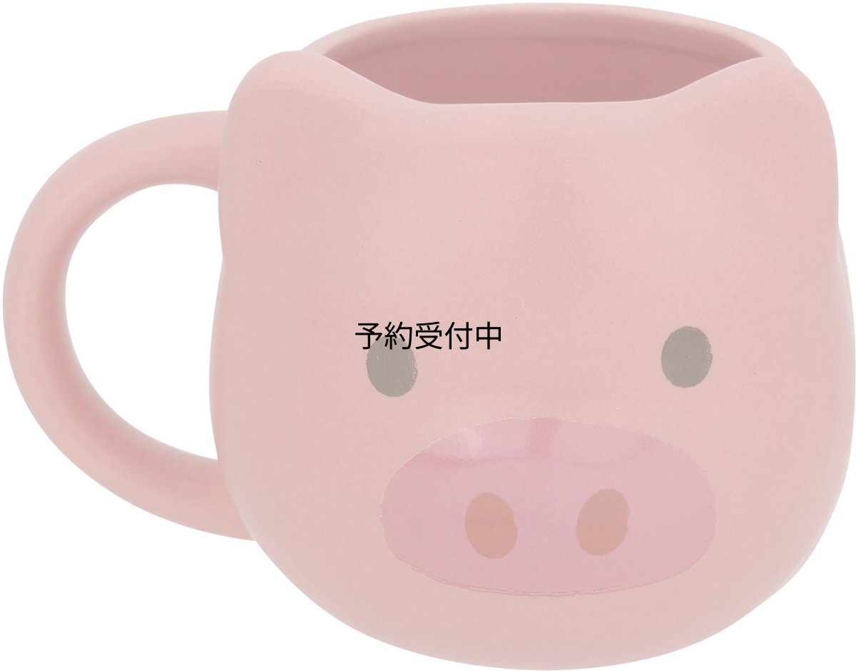 画像1: サンアート かわいい食器 「 おうちカフェ 動物 」 ブタ フェイス マグカップ ３７５ｍｌ ｓａｎ３０１２?２ (1)