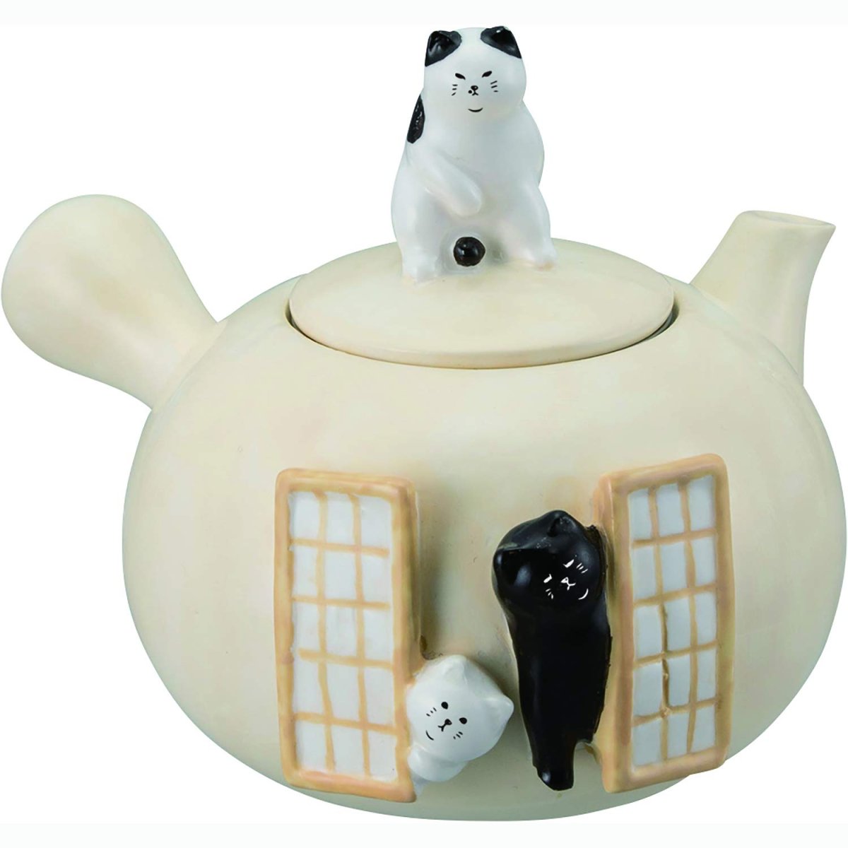 画像1: サンアート ふてぶてしい猫の 急須 ＳＡＮ３１５２ ねこ３匹 ４５０ｍｌ (1)