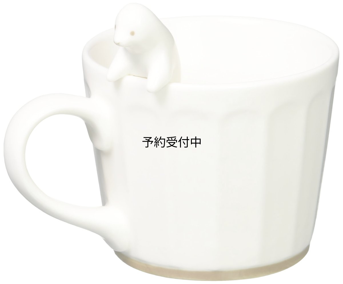 画像1: サンアート かわいい食器 ＷＨＩＴＥ ＺＯＯ マグカップ フィギュア付き アザラシ ＳＡＮ３３９７?２ (1)