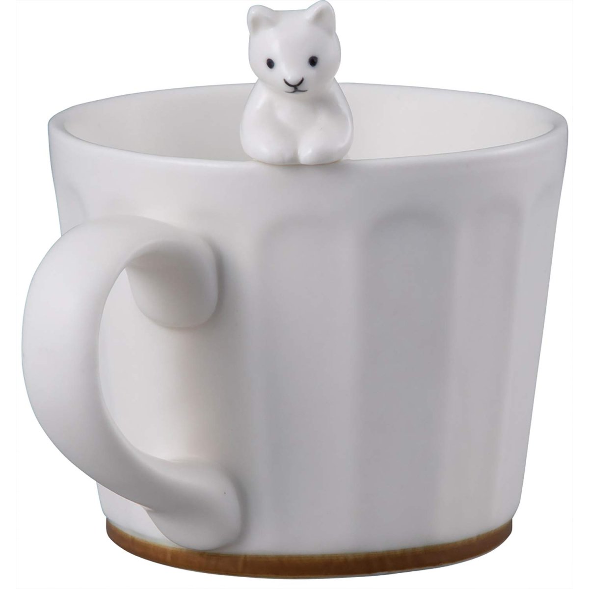 画像1: サンアート かわいい食器 ＷＨＩＴＥ ＺＯＯ マグカップ フィギュア付き ネコ ＳＡＮ３３９７?３ (1)