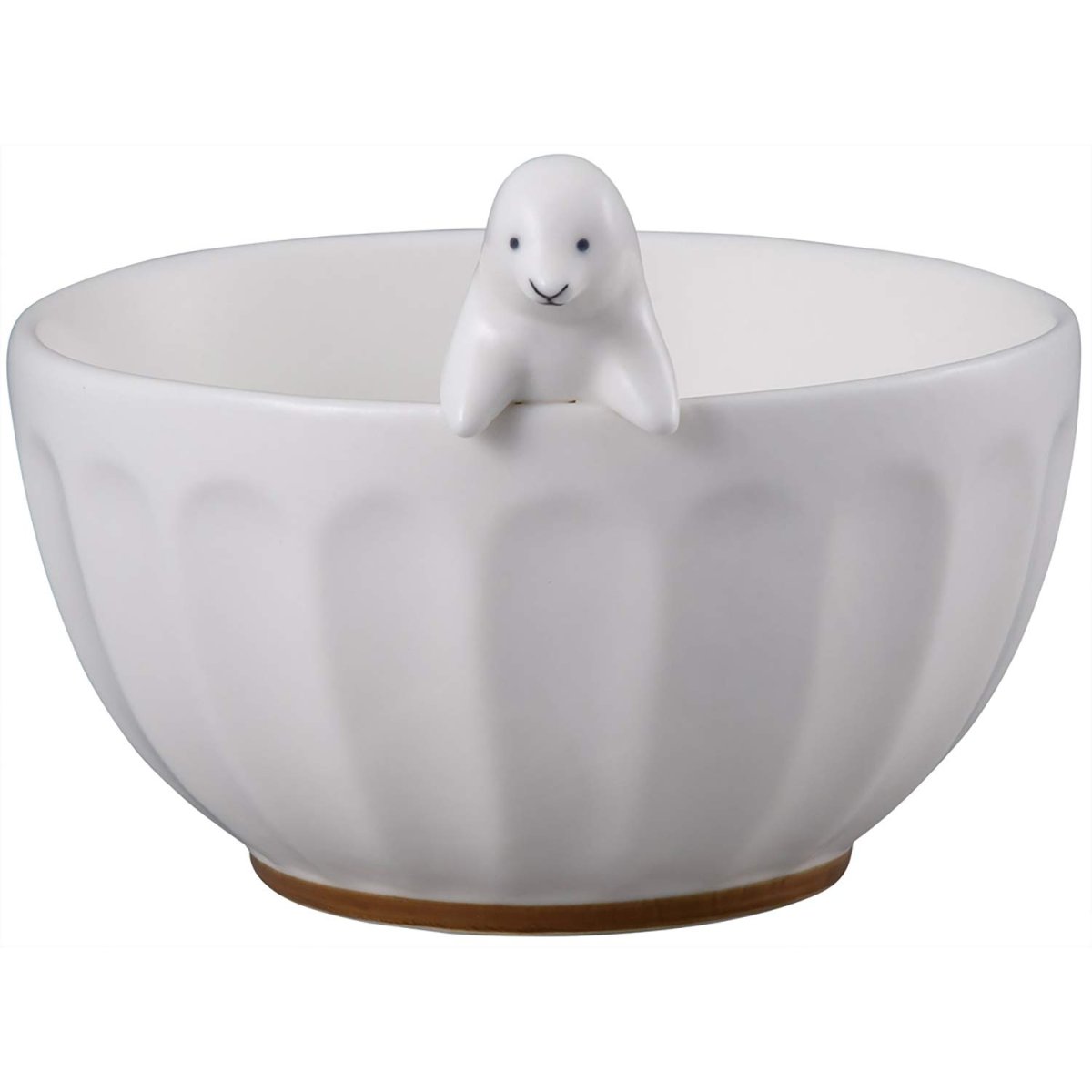 画像1: かわいい食器 ＷＨＩＴＥ ＺＯＯ お茶碗 フィギュア付き アザラシ ＳＡＮ３３９８?２ (1)
