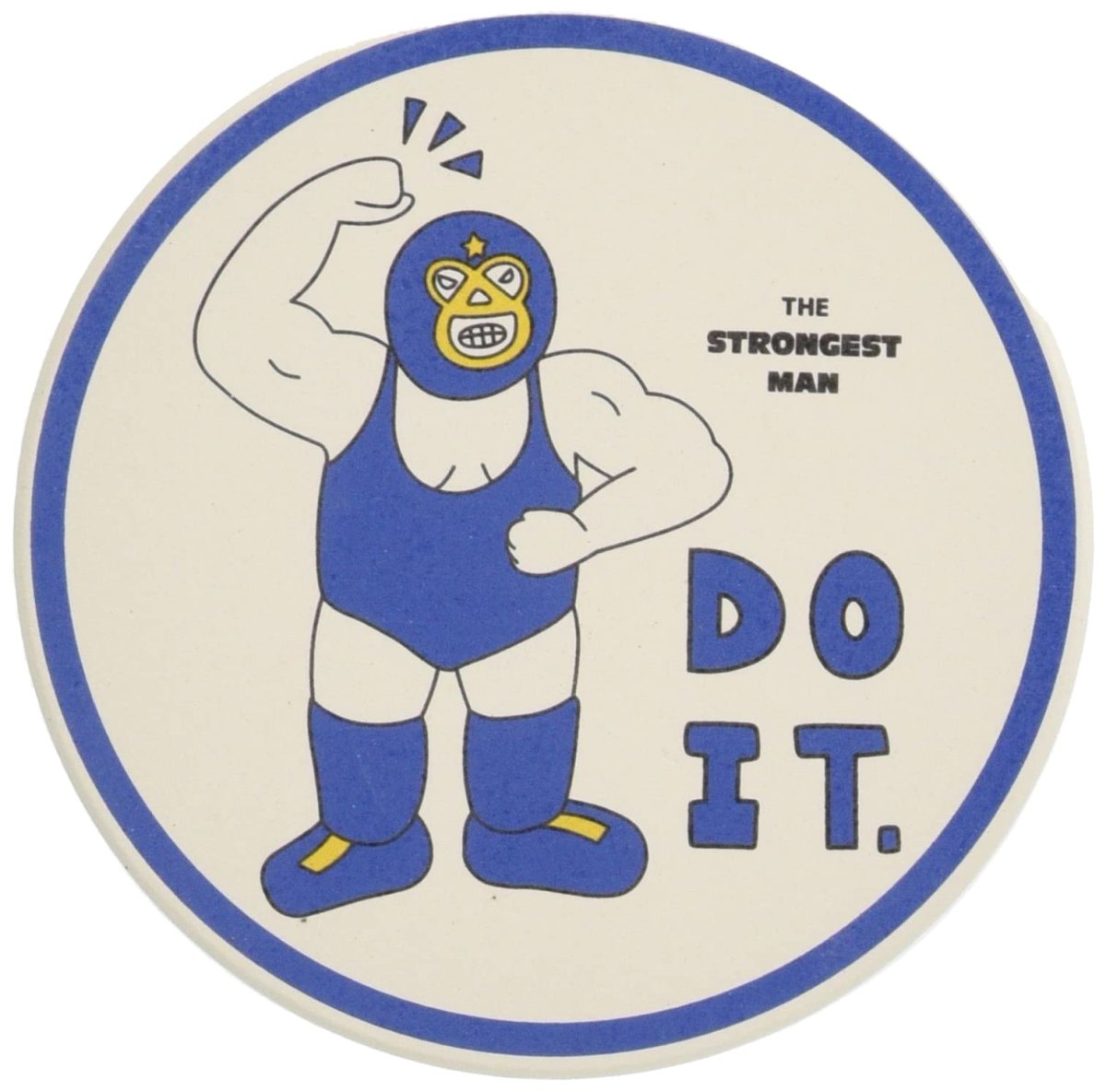 画像1: サンアート おもしろ食器 ＳＴＲＯＮＧＥＳＴ マスクマン 吸水コースター ＤＯ ＩＴ 青 ＳＡＮ３６１０?１ ９ｃｍ (1)