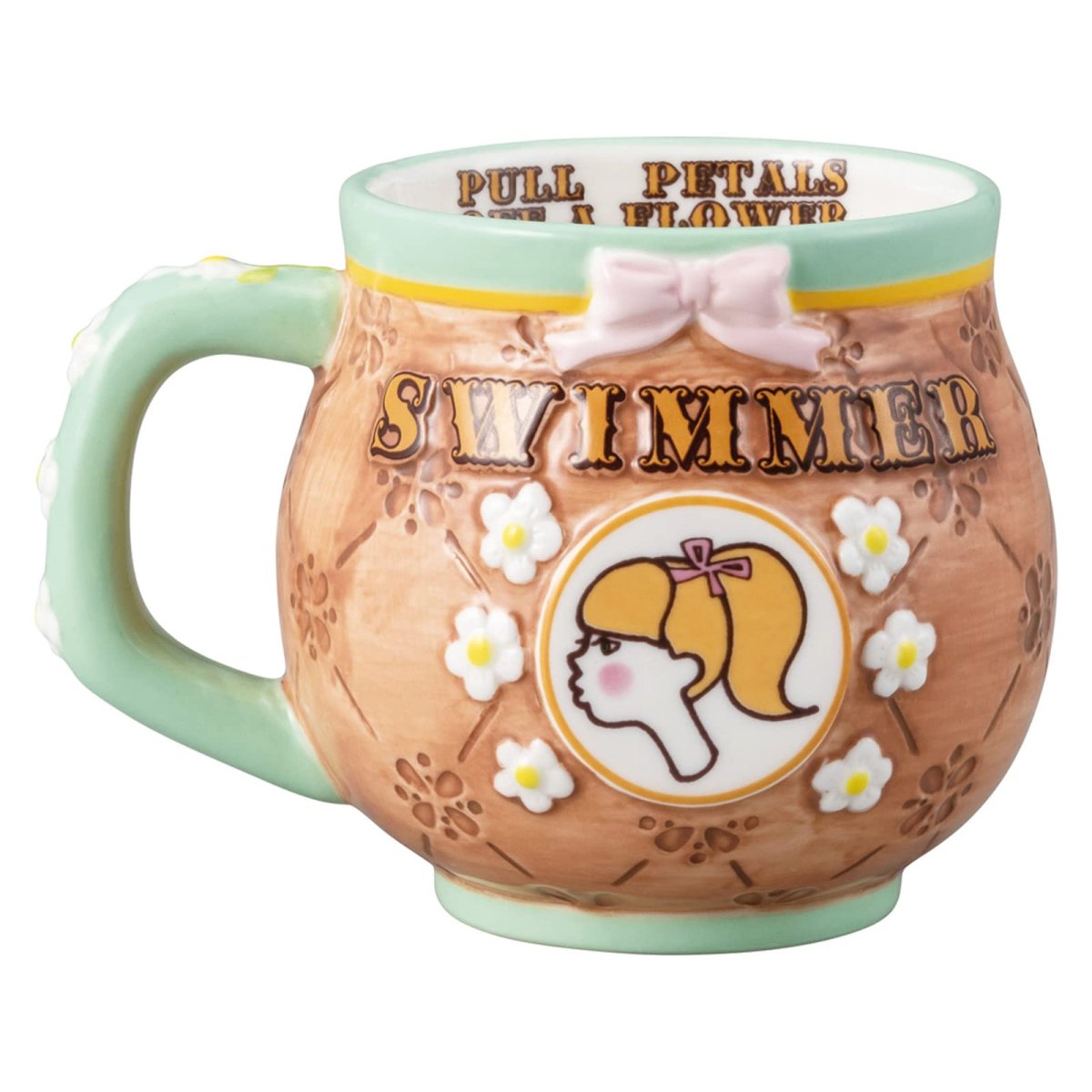 画像1: サンアート 「 ＳＷＩＭＭＥＲ 」 マグカップ 約４２０ｍｌ レリーフ ＧＩＲＬ ＳＡＮ３６５９ ブラウン (1)