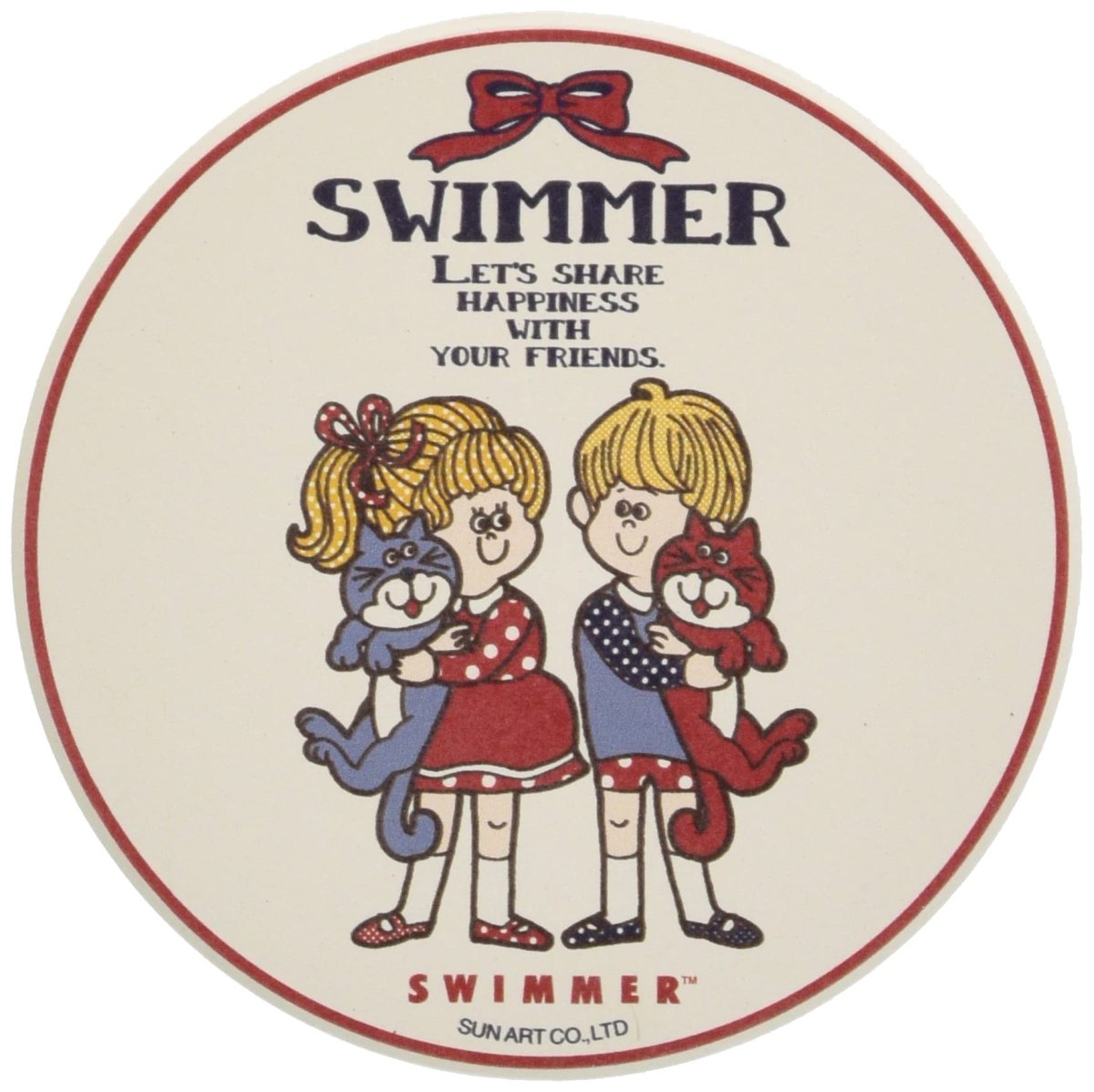 画像1: サンアート 「 ＳＷＩＭＭＥＲ 」 吸水 コースター 直径９ｃｍ ＢＯＹ＆ＧＩＲＬ ＳＡＮ３６６４?１ (1)