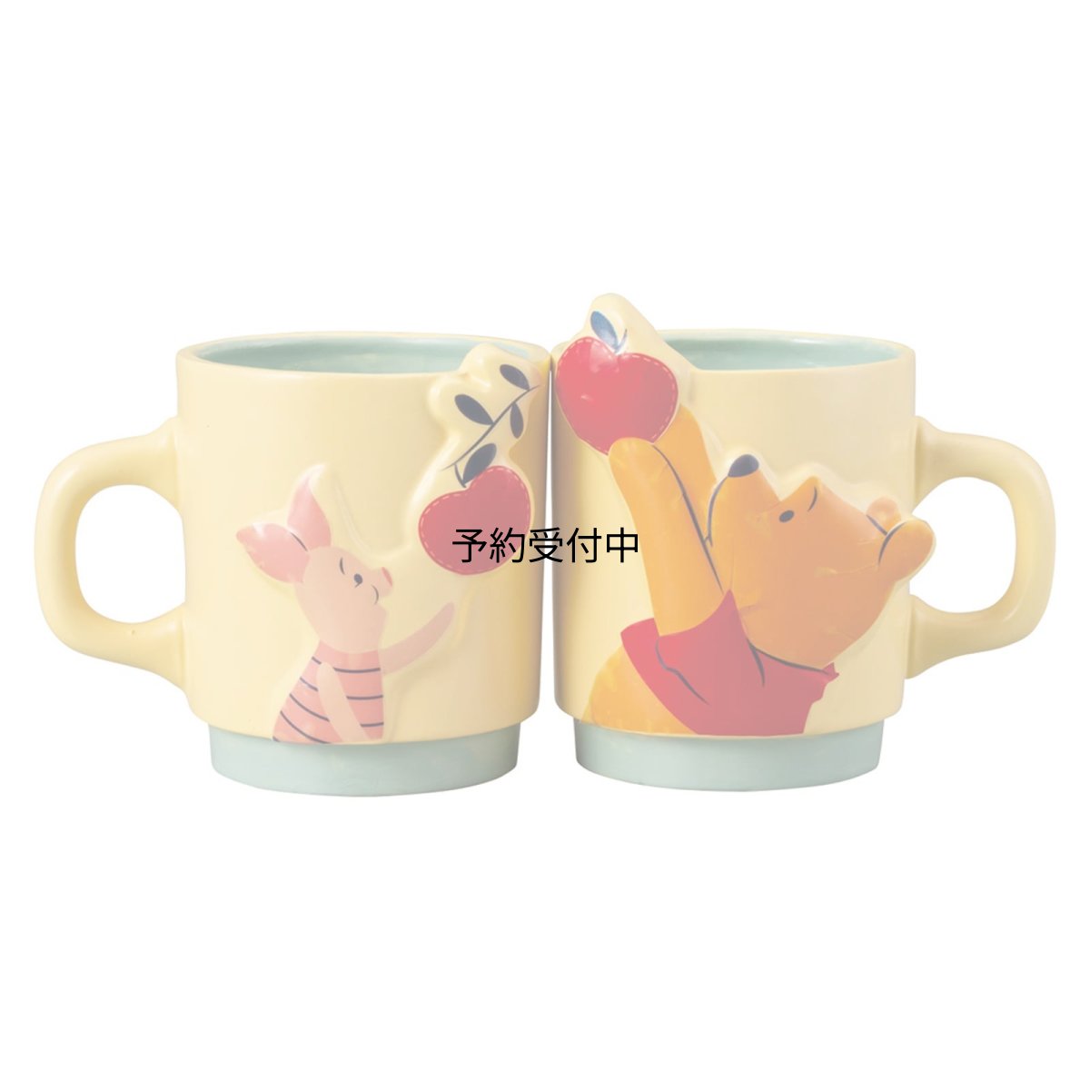 画像1: サンアート ディズニー 「 くまのプーさん 」 セラミック ペアマグカップ 約２６５ｍｌ リンゴ ＳＡＮ３７０２ ベージュ (1)