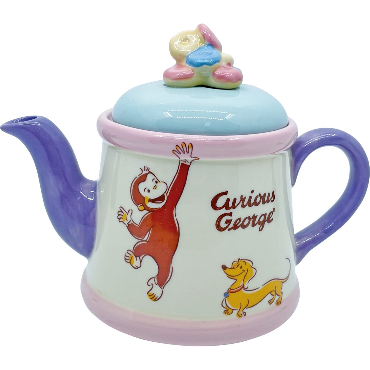 画像1: おさるのジョージ ティーポット 約３６０ｍｌ ドーナツ ＳＡＮ３７２３ (1)