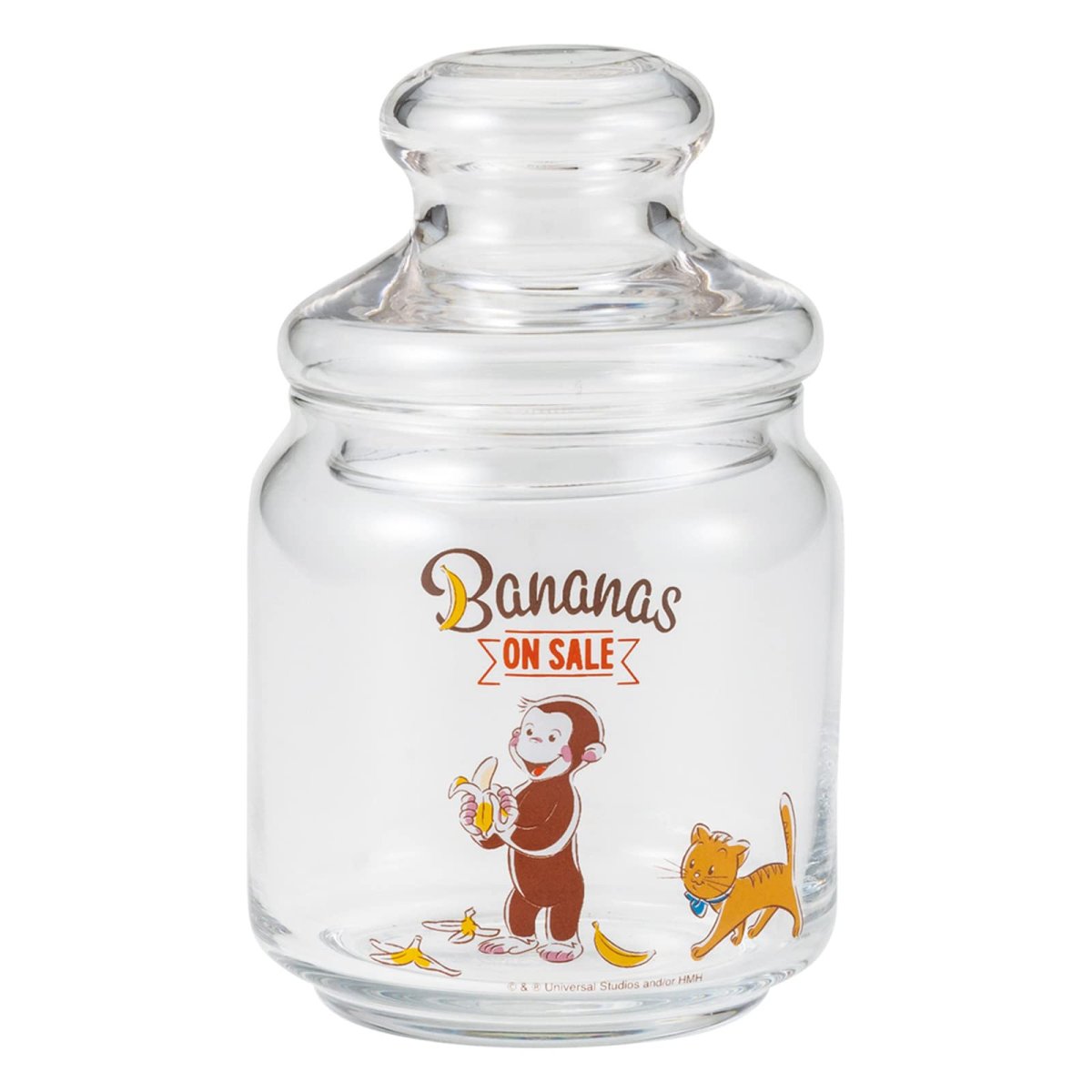画像1: おさるのジョージ キャニスター ガラス 保存容器 約５００ｍｌ ニョッキ ＳＡＮ３７２５?１ (1)
