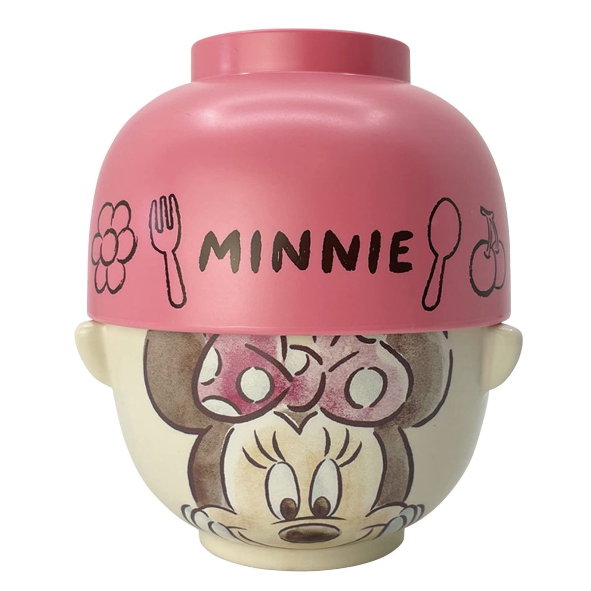 画像1: ディズニー ミニーマウス 汁椀・お茶碗 セット 大 約４８０ｍｌ 水彩タッチ ＳＡＮ３２４７?２ (1)