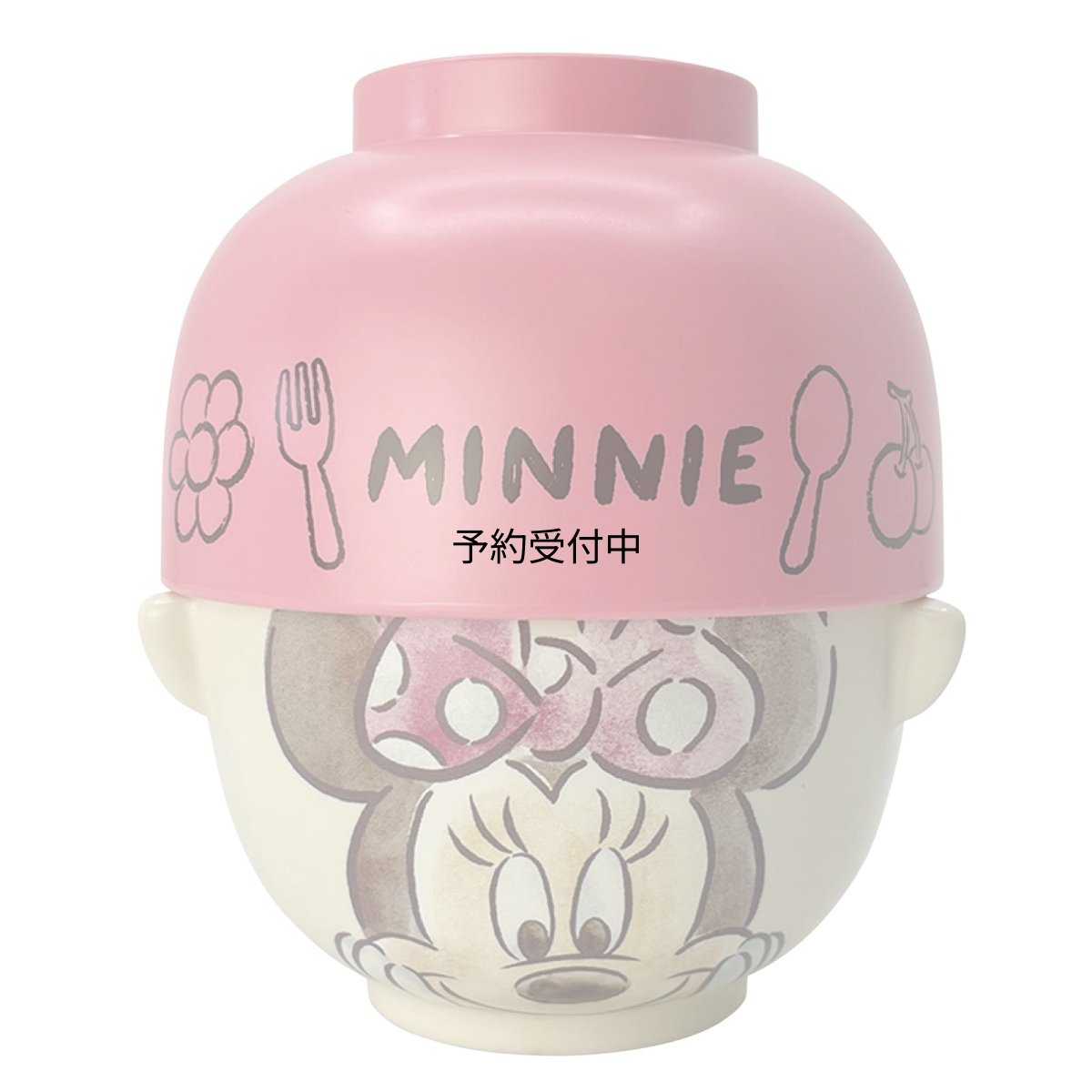 画像1: ディズニー ミニーマウス 汁椀・お茶碗 セット 大 約４８０ｍｌ 水彩タッチ ＳＡＮ３２４７?２ (1)