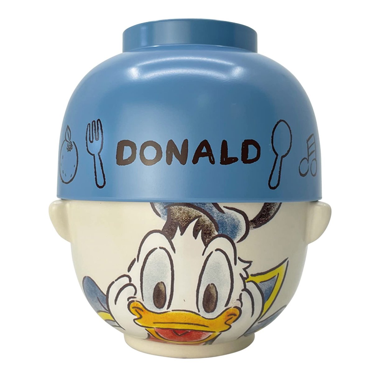 画像1: サンアート ディズニー ドナルドダッグ 汁椀・お茶碗 セット 大 約４８０ｍｌ 水彩タッチ ＳＡＮ３２４７?３ ブルー (1)