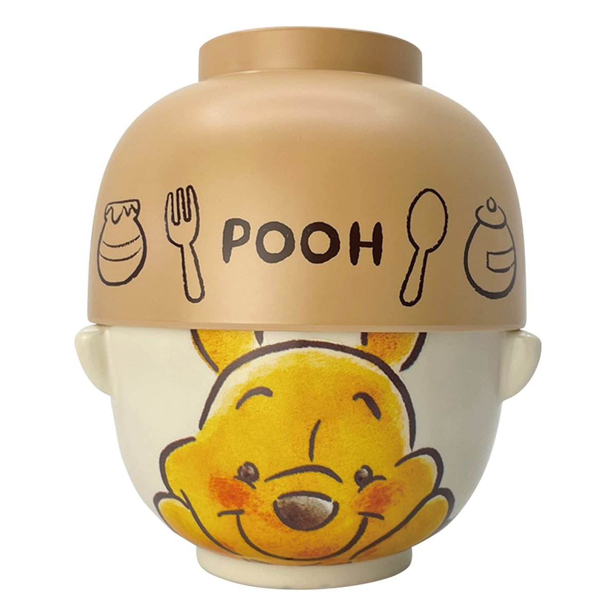 画像1: サンアート ディズニー 「 くまのプーさん 」 プーさん 汁椀・お茶碗 セット 大 約４８０ｍｌ 水彩タッチ ＳＡＮ３２４７?７ オレンジ (1)
