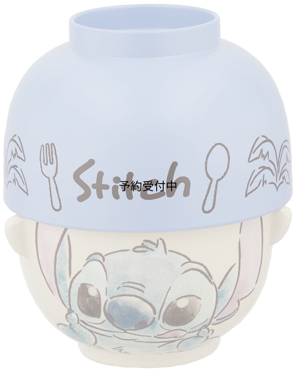 画像1: サンアート ディズニー 「 リロ＆スティッチ 」 スティッチ 汁椀・お茶碗 セット 大 約４８０ｍｌ 水彩タッチ ＳＡＮ３２４７?８ ブルー (1)