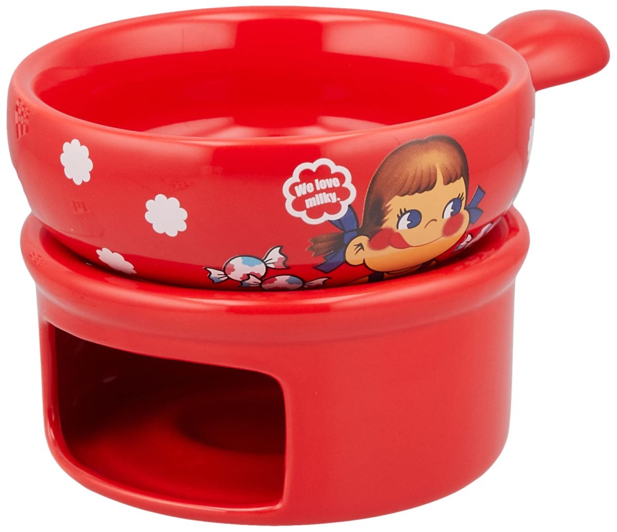 画像1: サンアート 不二家 ペコちゃん Ｐｅｋｏ フォンデュ セット 約３７０ｍｌ ＳＡＮ３７９９ レッド (1)