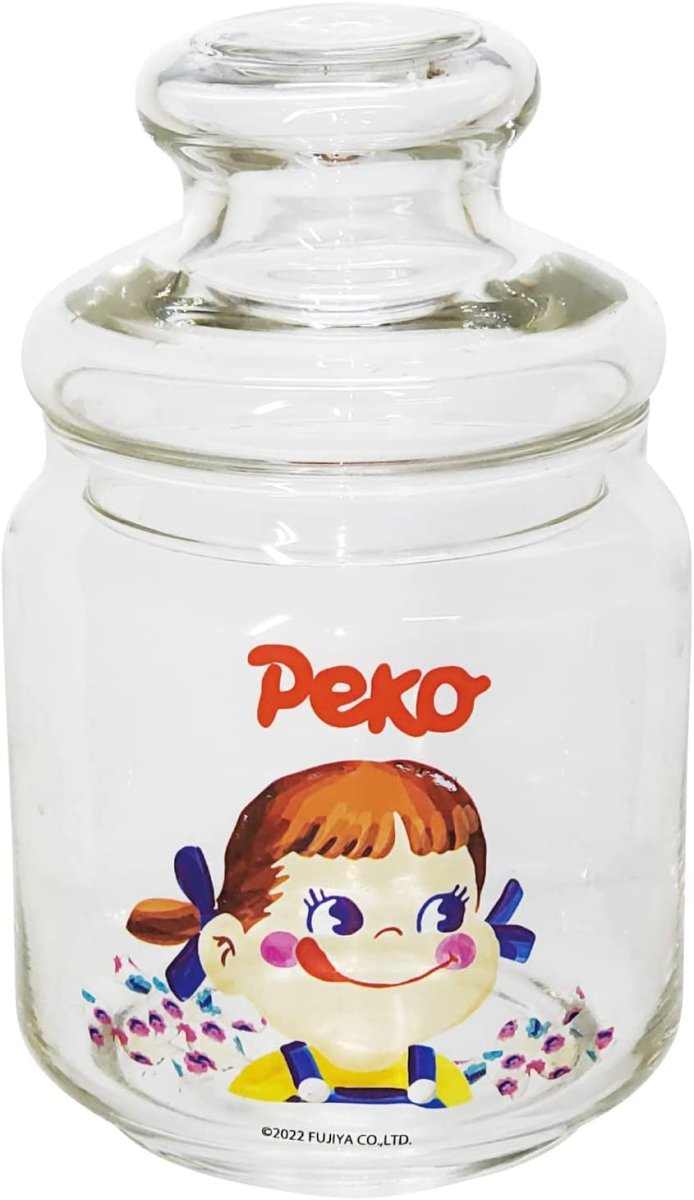 画像1: サンアート 不二家 ペコちゃん Ｐｅｋｏ ガラス キャンディー ポット 保存容器 キャニスター 約５００ｍｌ クレヨンタッチ ＳＡＮ３８００?１ レッド (1)