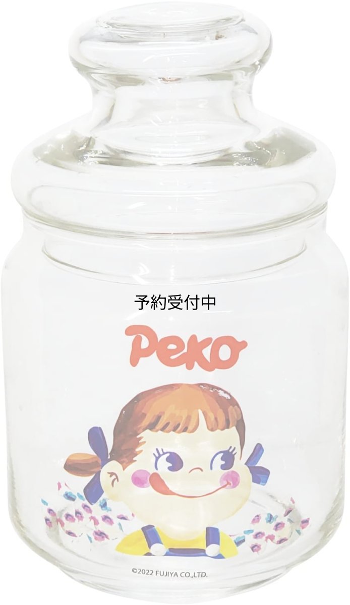 画像1: サンアート 不二家 ペコちゃん Ｐｅｋｏ ガラス キャンディー ポット 保存容器 キャニスター 約５００ｍｌ クレヨンタッチ ＳＡＮ３８００?１ レッド (1)