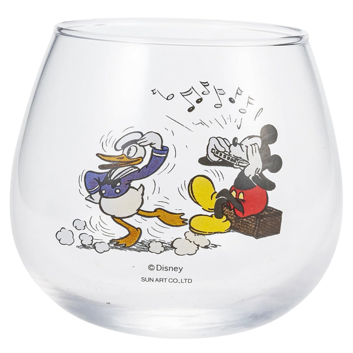 画像1: サンアート ディズニー ミッキーマウス ＆ ドナルドダック レトロ ゆらゆらタンブラー グラス 約２９０ｍｌ グッズ 雑貨 食器 ガラス 日本製 ＳＡＮ４０３５?２ (1)
