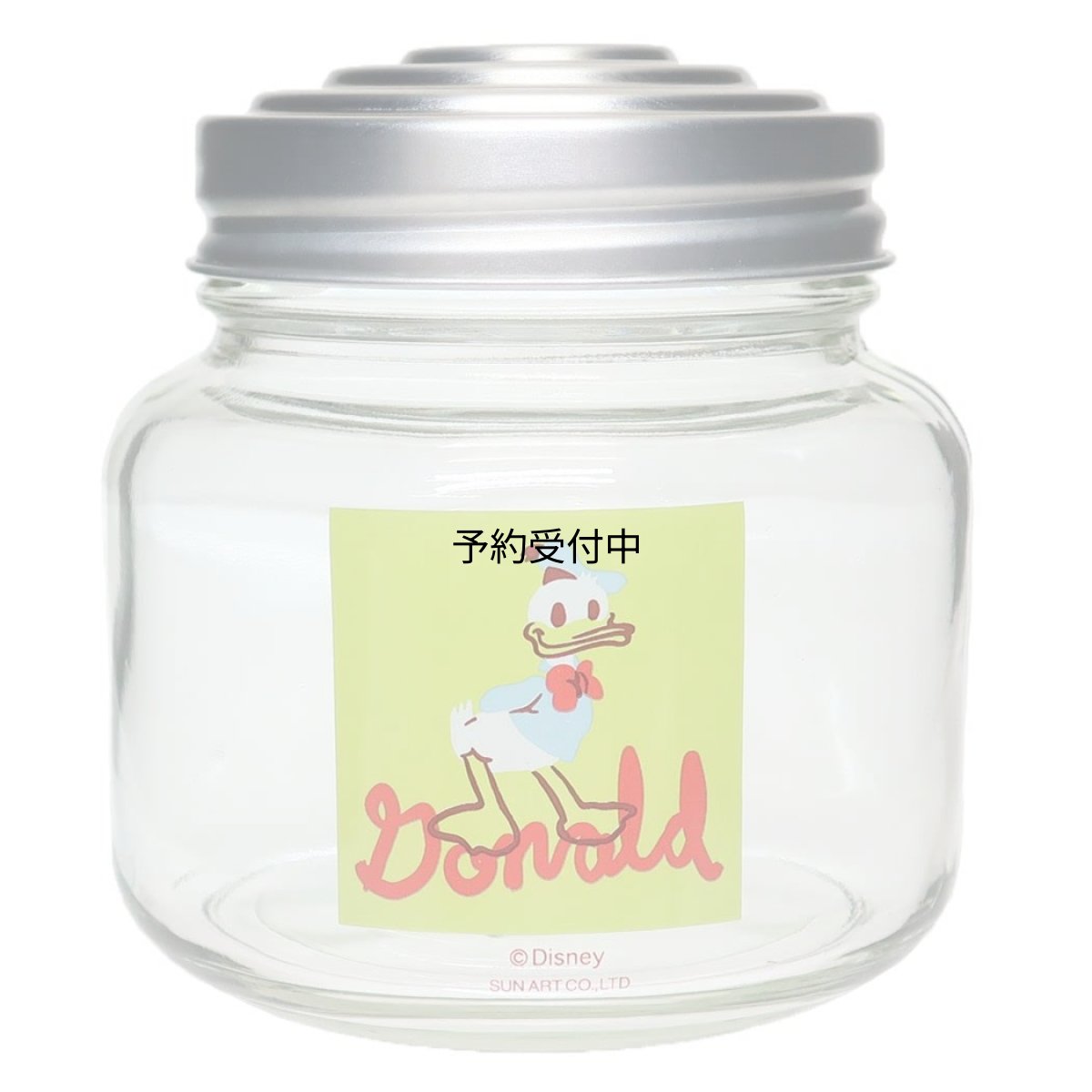 画像1: ディズニー ドナルドダック ガラス キャニスター 保存容器 約３７５ｍｌ レトロ瓶 日本製 ＳＡＮ４０３７?４ (1)
